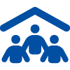 Icon of three people under a roof.