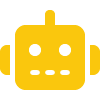 Yellow robot icon with two round eyes and antennas.