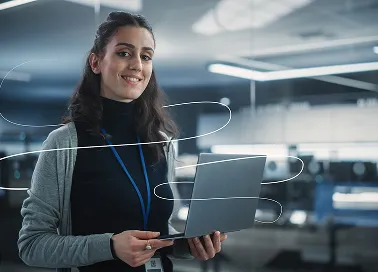 A woman in an office working.