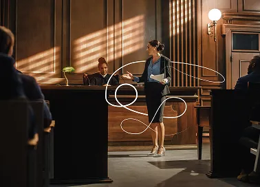 A woman in an office working.