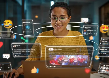 A woman in an office attire working