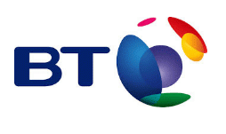 BT logo with colorful abstract design