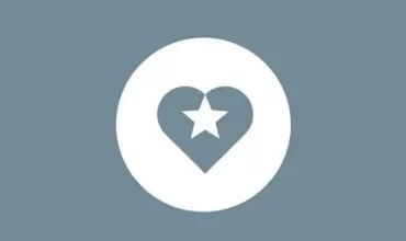 Heart shape with a star inside on a blue background.